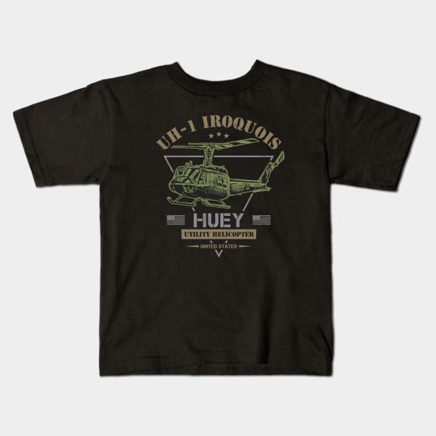 UH-1 Iroquois "Huey" Helicopter Kids T-Shirt by Military Style Designs